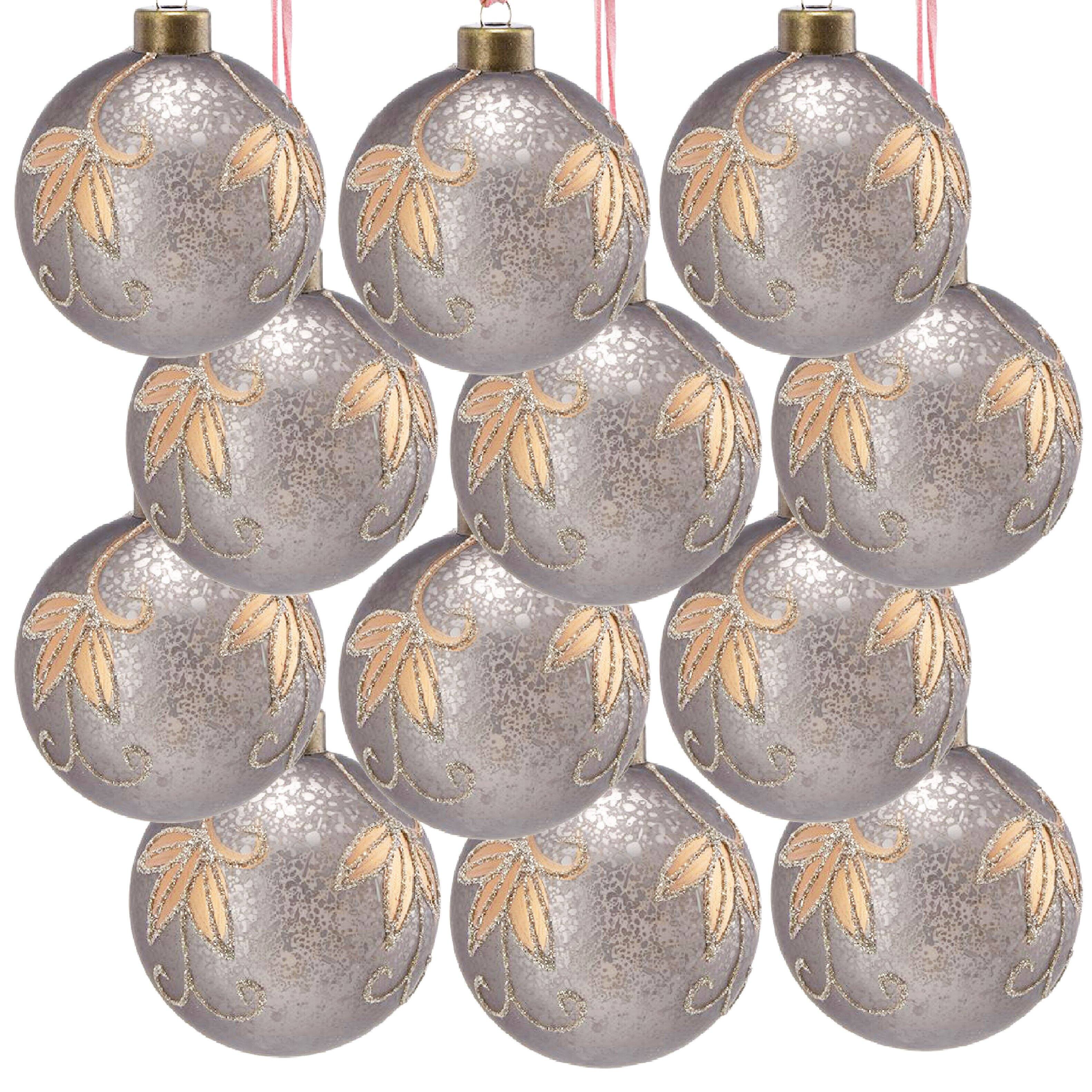 Front. Dexmalle - Dexmalle-D3 Christmas Tree Decorative Glass Hanging Ball,Set of 12-Silver - Silver.