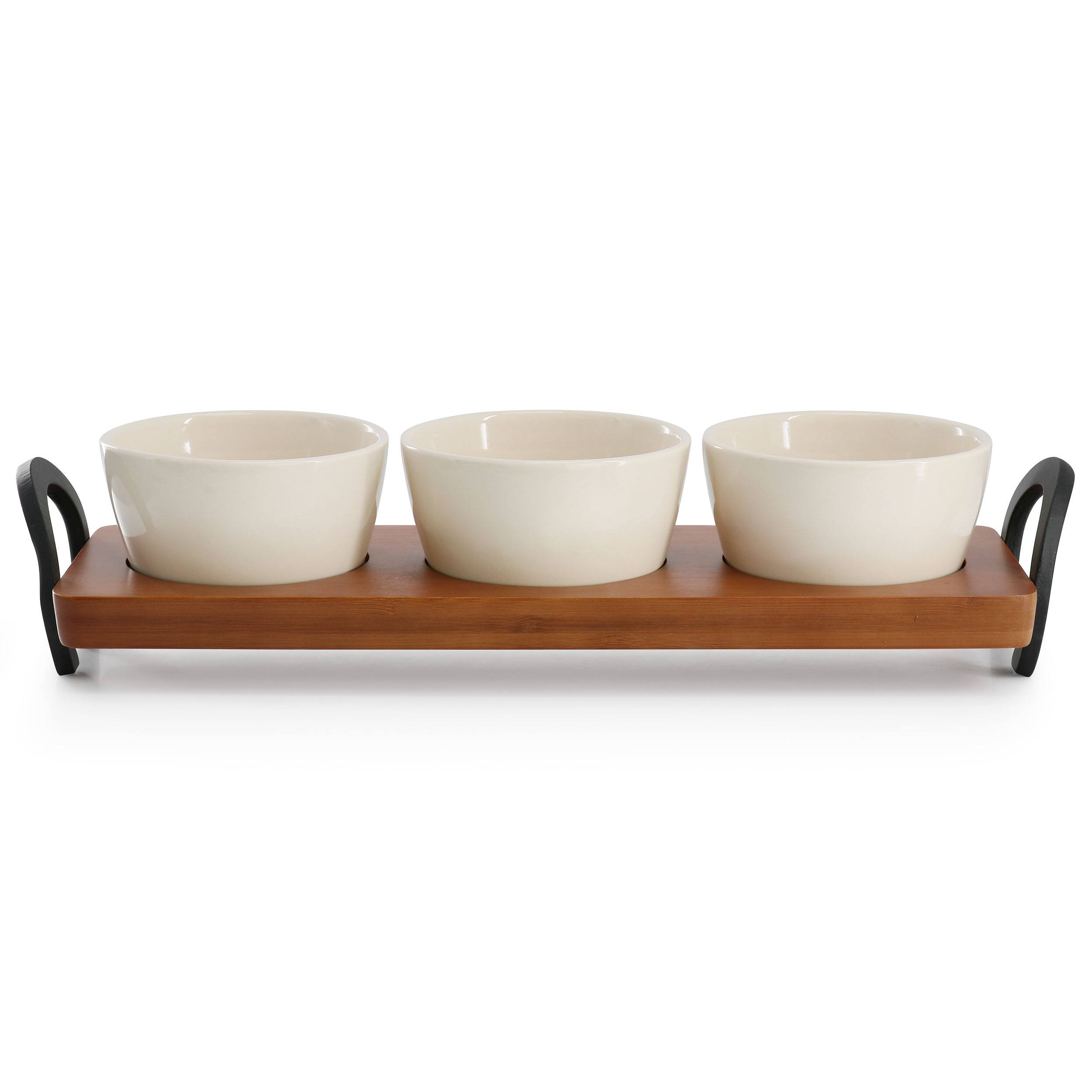 Angle. Wanda June Home - Wanda June Home 4 Piece 15 Inch Bamboo Tray and Condiment Server Set in Golden Brown - Brown.