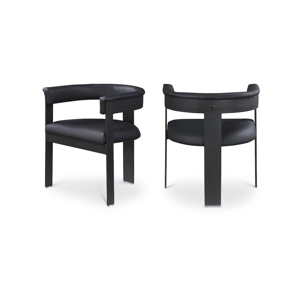 Front. Meridian Furniture - Romeo Black Vegan Leather Dining Chair, Set of 2 - Black.