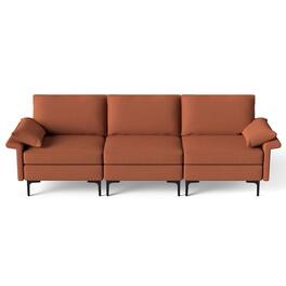 Resenkos - Large 3-Seat Sofa Sectional with Metal Legs for 3-4 people-Rust Red, Sectional Sofa Couch Living Room Sleeper Set - Red