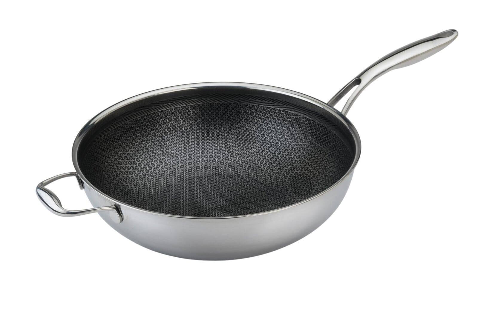 Front. Frieling - Black Cube 12-1/2 Inch Stainless/Nonstick Hybrid Wok - Silver.