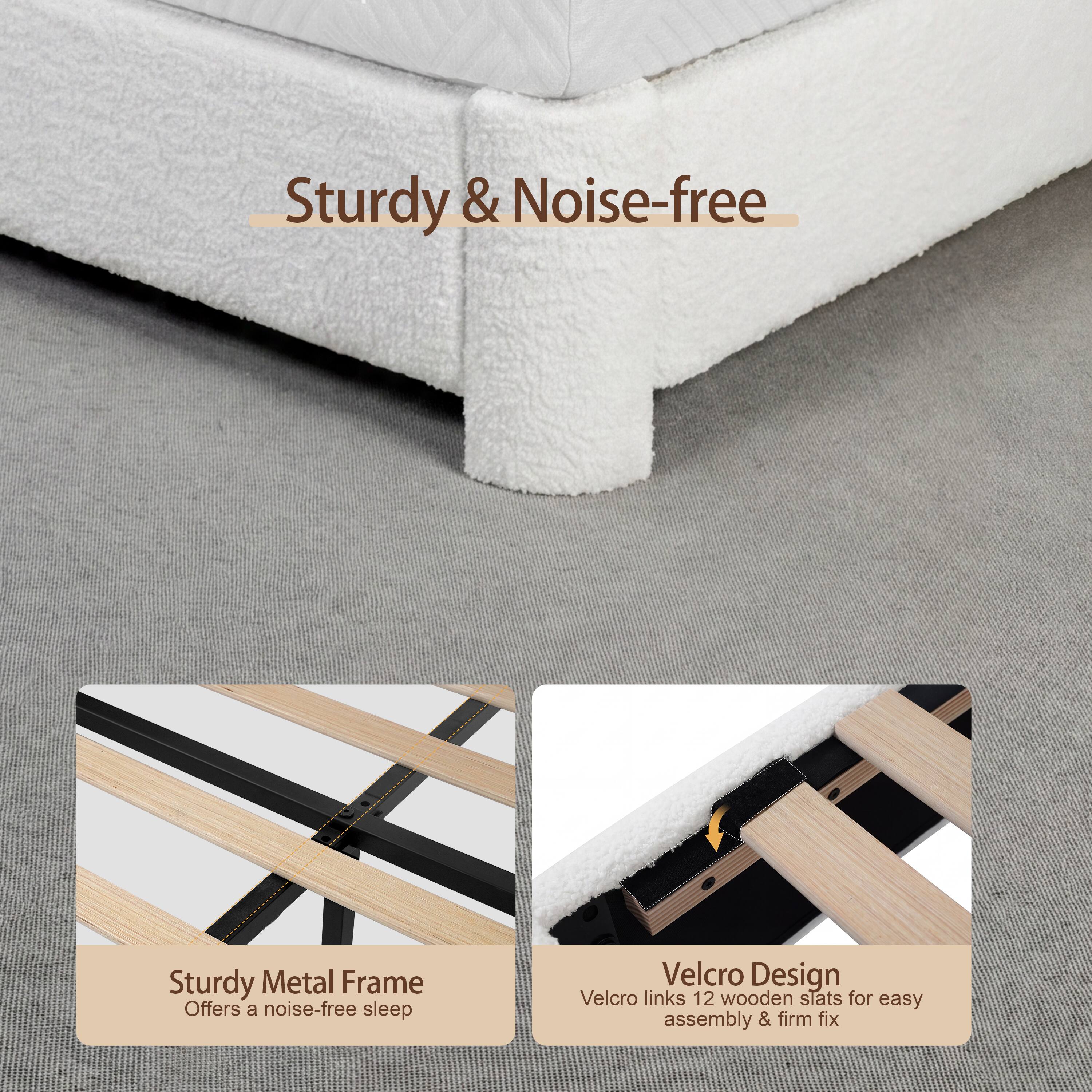Sturdy & Noise-free

Sturdy Metal Frame Offers a noise-free sleep

Velcro Design Velcro links 12 wooden slats for easy assembly & firm fix