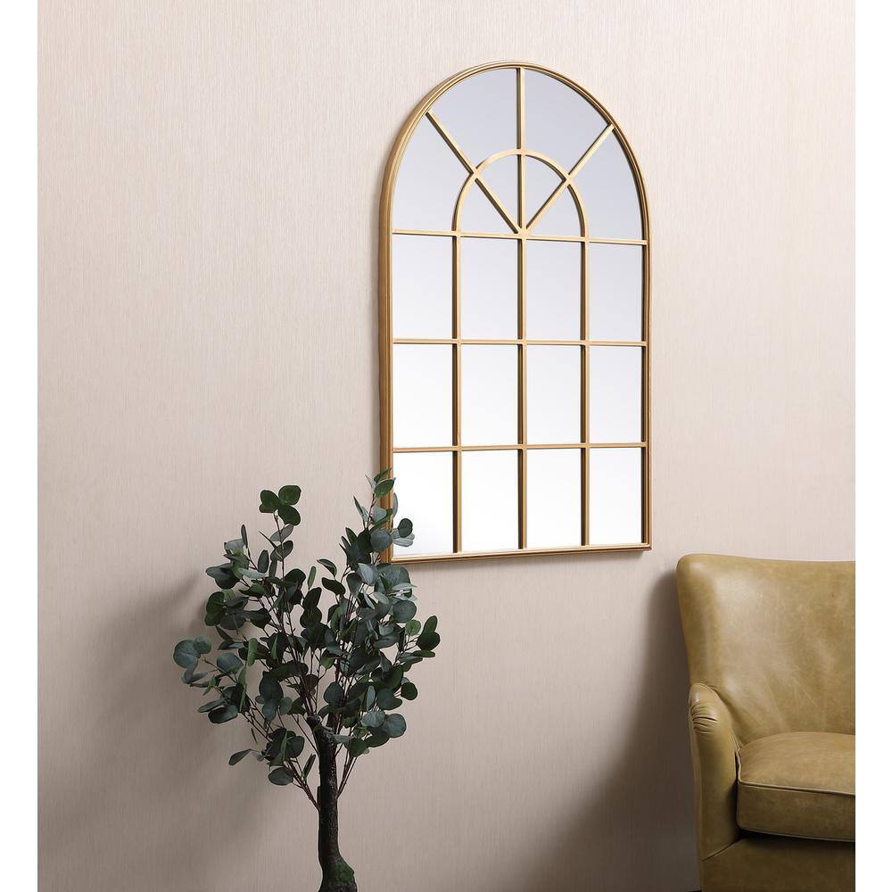 Alt View 1. Elegant Decor - Metal frame rectangle mirror 14x28 inch in Brass - Brass.