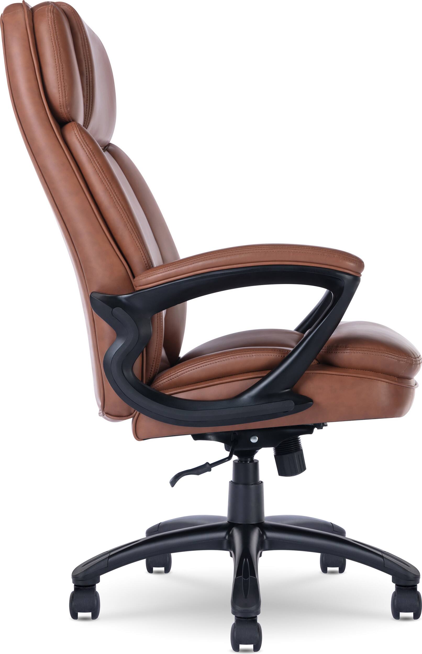 Alt View 17. Serta - Big & Tall Executive Office Chair Ergonomic High Back with Lumbar Support Padded Arms Reclining Swivel Leather - Cognac.