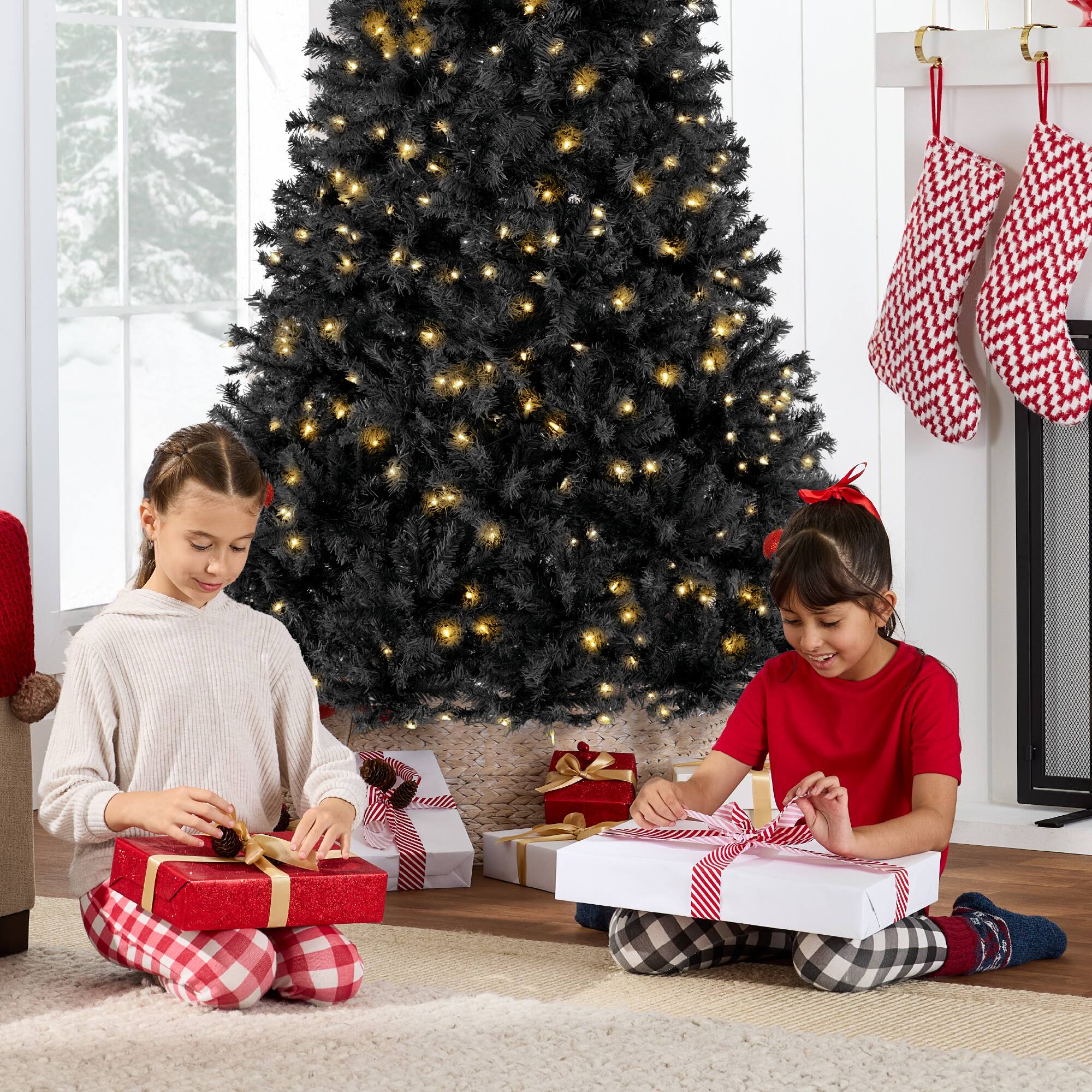 Alt View 4. Best Choice Products - Best Choice Products 7.5ft Pre-Lit Black Christmas Tree, Artificial Holiday Decoration w/ 1,350 Branch Tips, 550 Lights - Black.