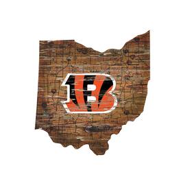 Fan Creations - Cincinnati Bengals 23.5" x 23.5" Distressed State with Logo Sign - Multicolor