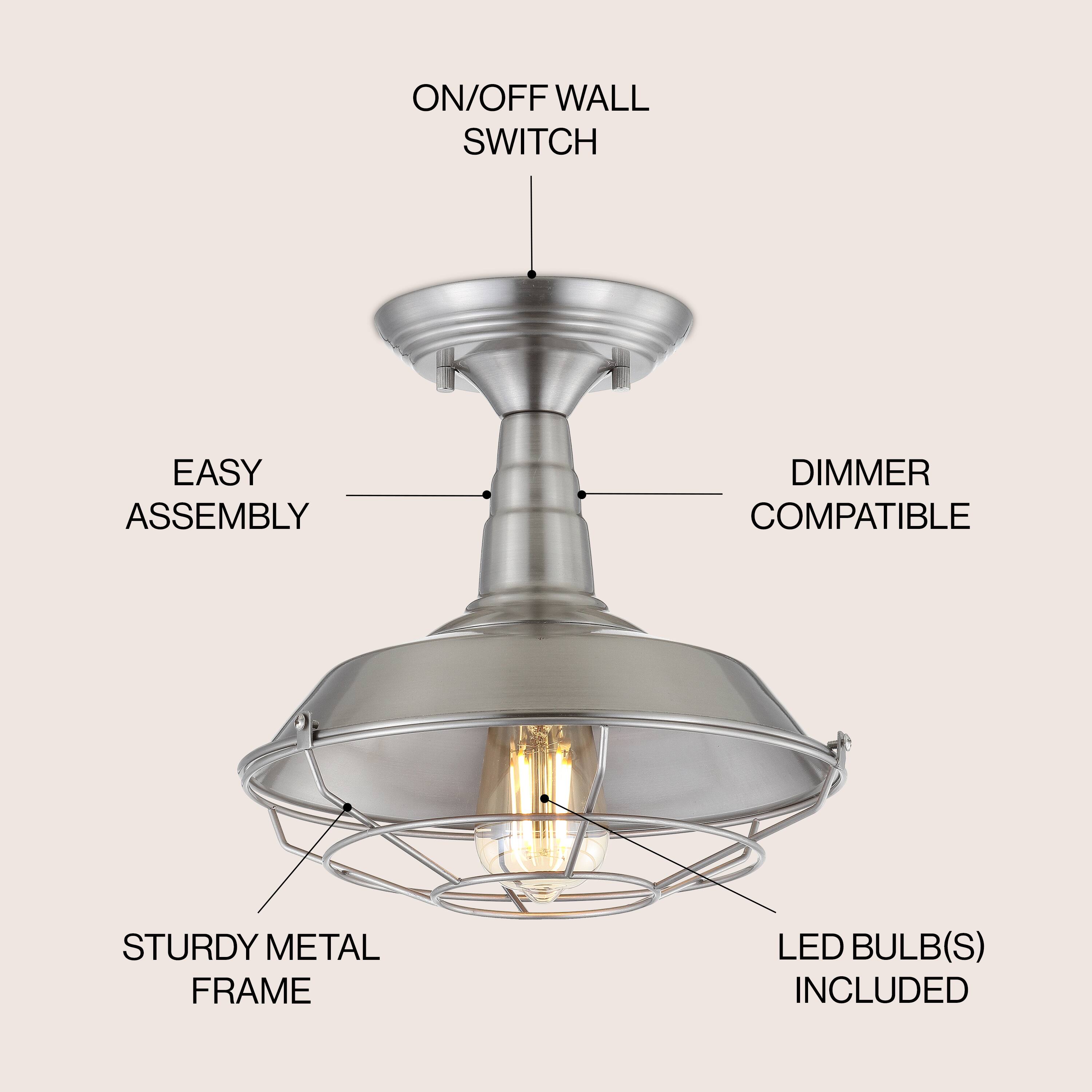 ON/OFF WALL SWITCH  
EASY ASSEMBLY  
DIMMER COMPATIBLE  
STURDY METAL FRAME  
LED BULB(S) INCLUDED