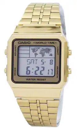 Casio - Digital A500WGA-9DF Mens Watch Alarm World Time - Black