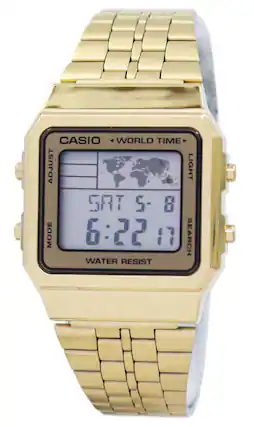 CASIO
WORLD TIME
ADJUST
MODE
LIGHT
SEARCH
SAT 5-8
6:22 17
WATER RESIST