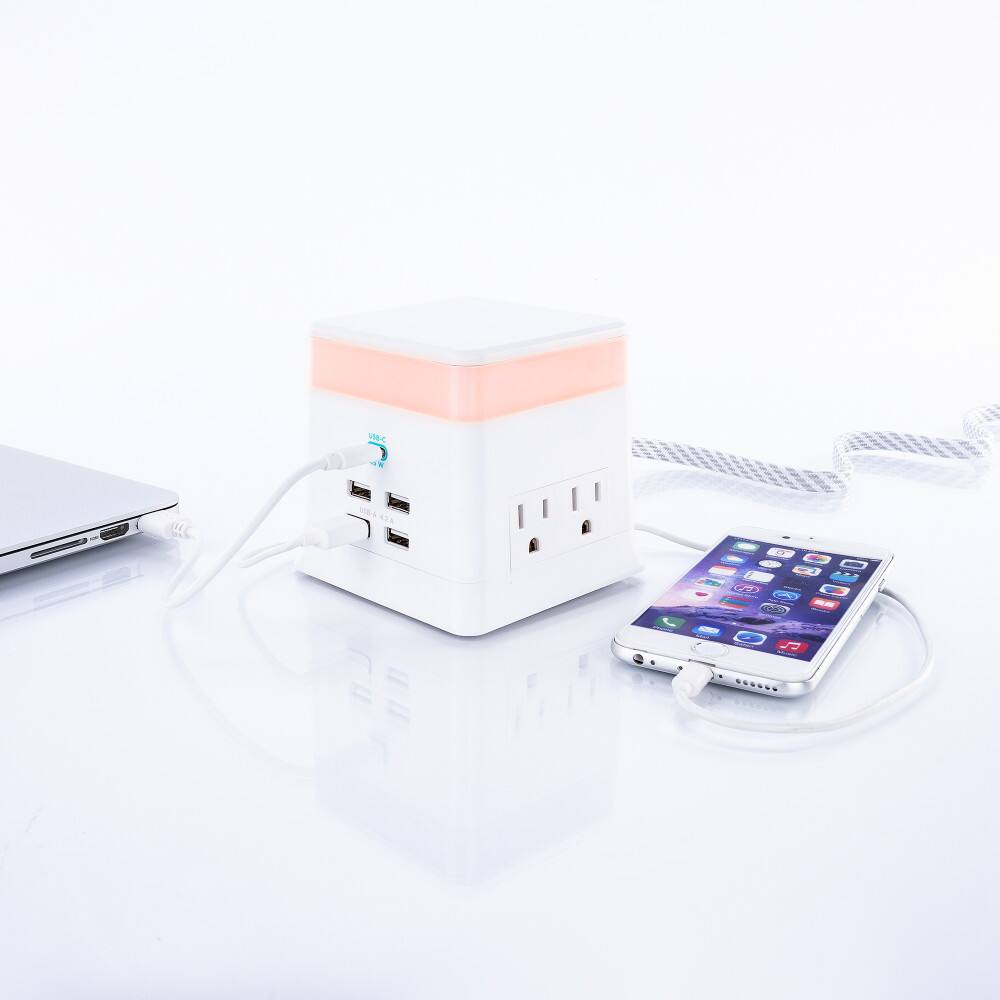 Alt View 6. CyberPower - PS406UCX4 Home Office Surge Protectors - White.