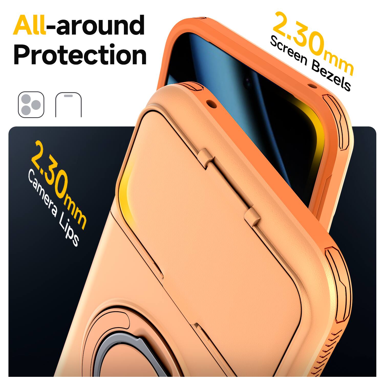 All-around Protection  
2.30mm Camera Lips  
2.30mm Screen Bezels