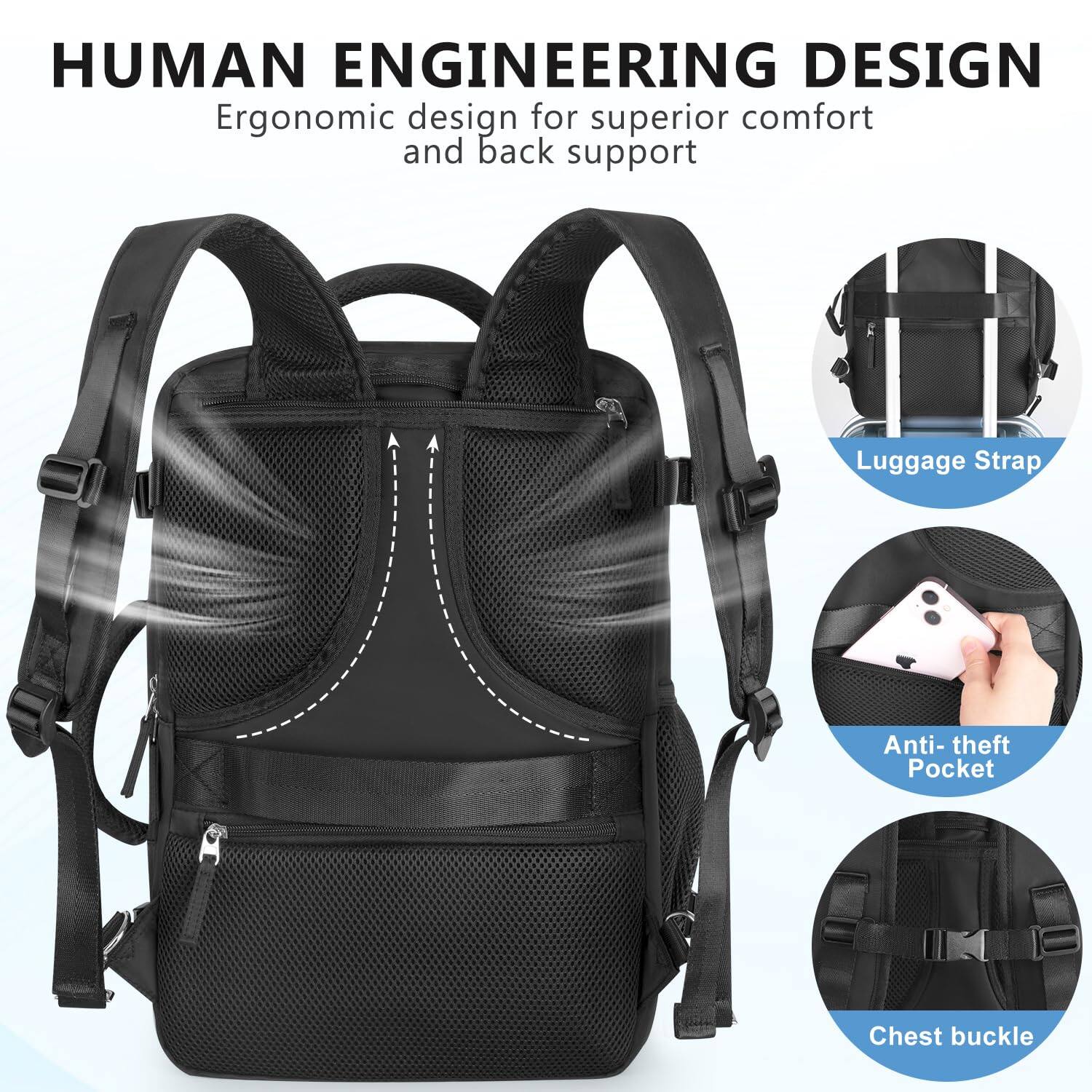 Alt View 3. Live At Space - Travel Backpack for Women  Large Carry On Waterproof Personal Item laptop backpack 17 3 inch College Bag Casual Daypack - Beige.