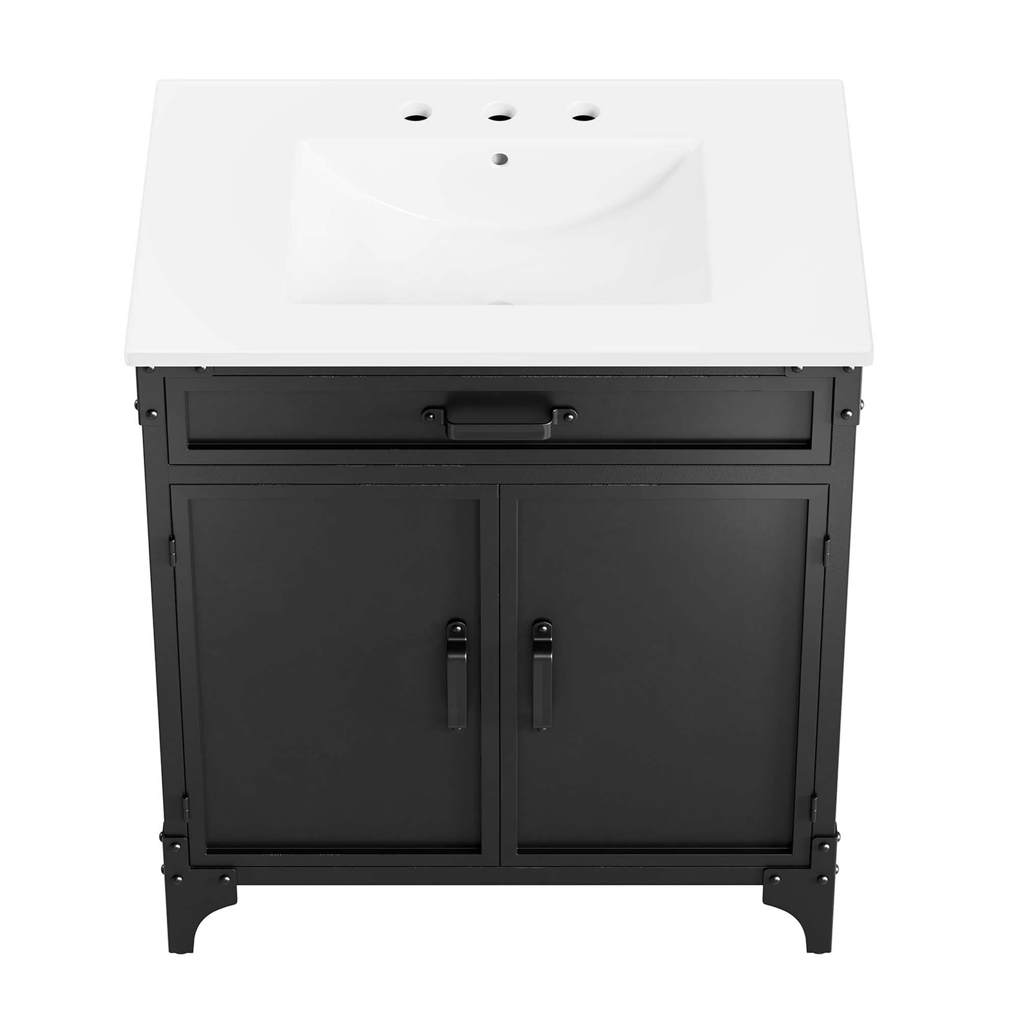 Alt View 9. Modway - Steamforge Bathroom Vanity Basin Included by Modway - White Black.