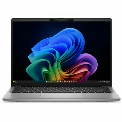 Angle. Dell - Latitude 7000 14" IPS LCD 2560 x 1600 (QHD+) Touch Screen Laptop - Snapdragon X Plus with 16GB Memory - 512GB SDD - Titan Gray, Gray.