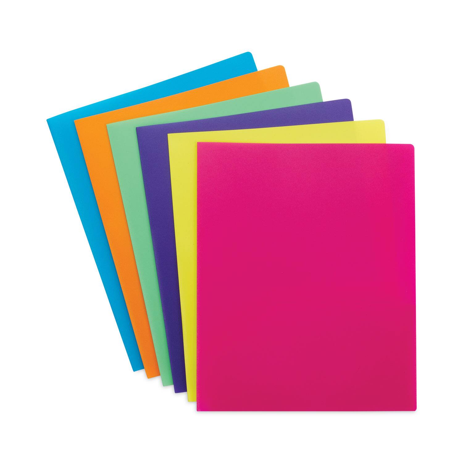 Left. Smead Manufacturing - Smead Poly Two Pocket Folders  100 Sheet Capacity  11 x 8.5  Assorted  6 per Pack.