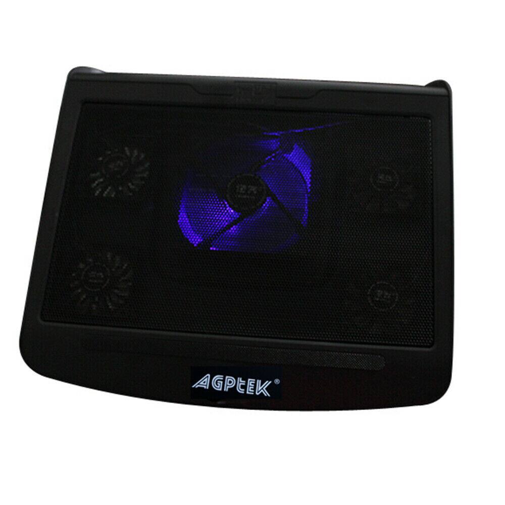 Left. AGPtek - 5 Fans Cooling Pad LED Light Radiator Coolpad Stand for Laptop PC Notebook - Black.