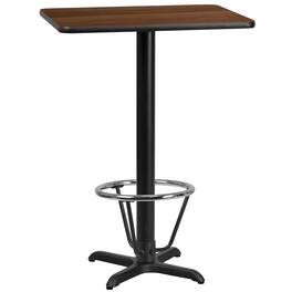 Emma + Oliver - 24"x30" Rectangular Laminate Bar Table with 22"x22" Foot Ring Base - Walnut
