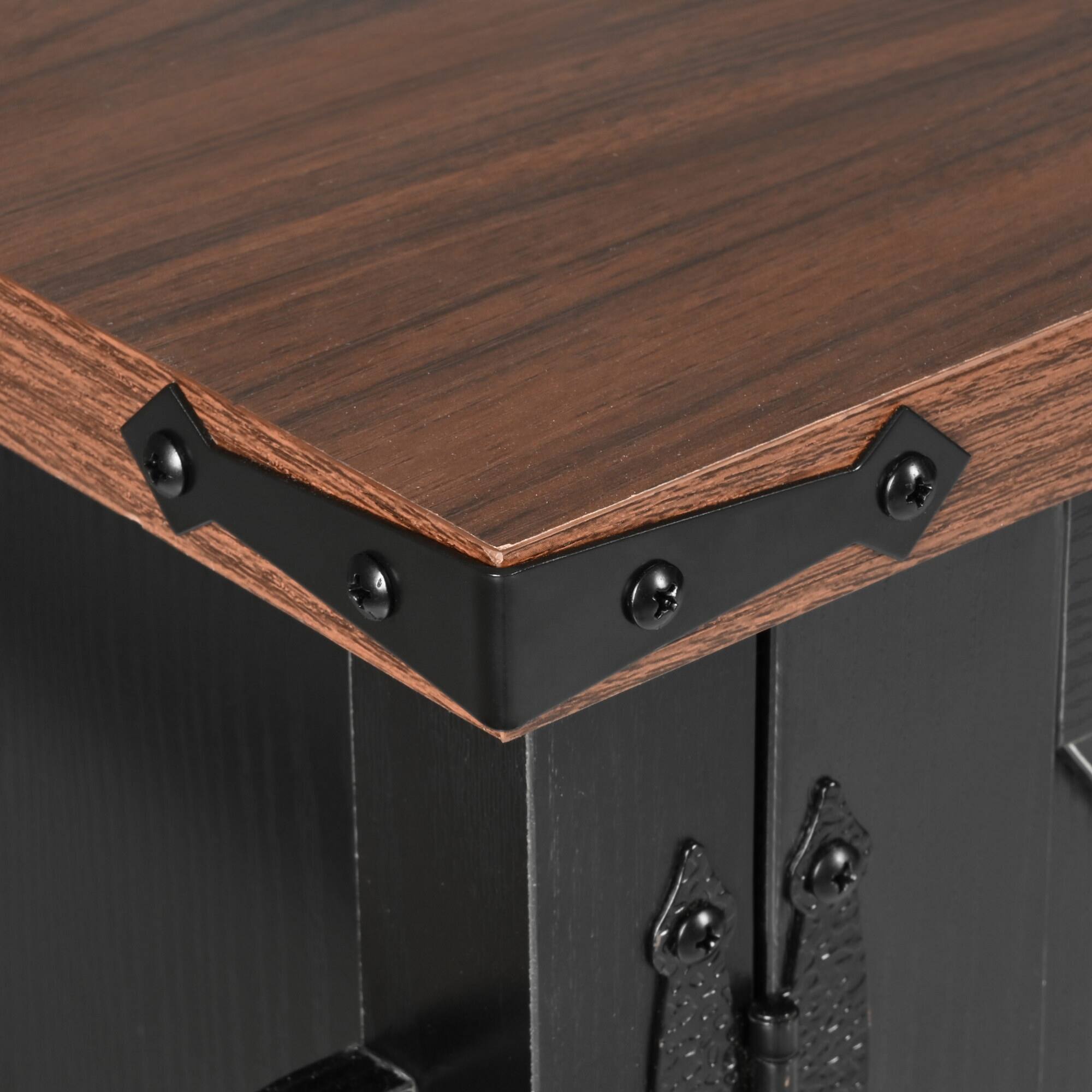 Alt View 10. ELEMENT ACE - Farmhouse Kitchen Island with Drop Leaf, Power Outlet, Storage Cart and Wheels - Black.