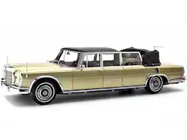 1965-1981 Mercedes Benz 600 Pullman Landaulet Limousine Convertible w/Functional Softtop Gold Ltd Ed 1/18 Model Car CMC