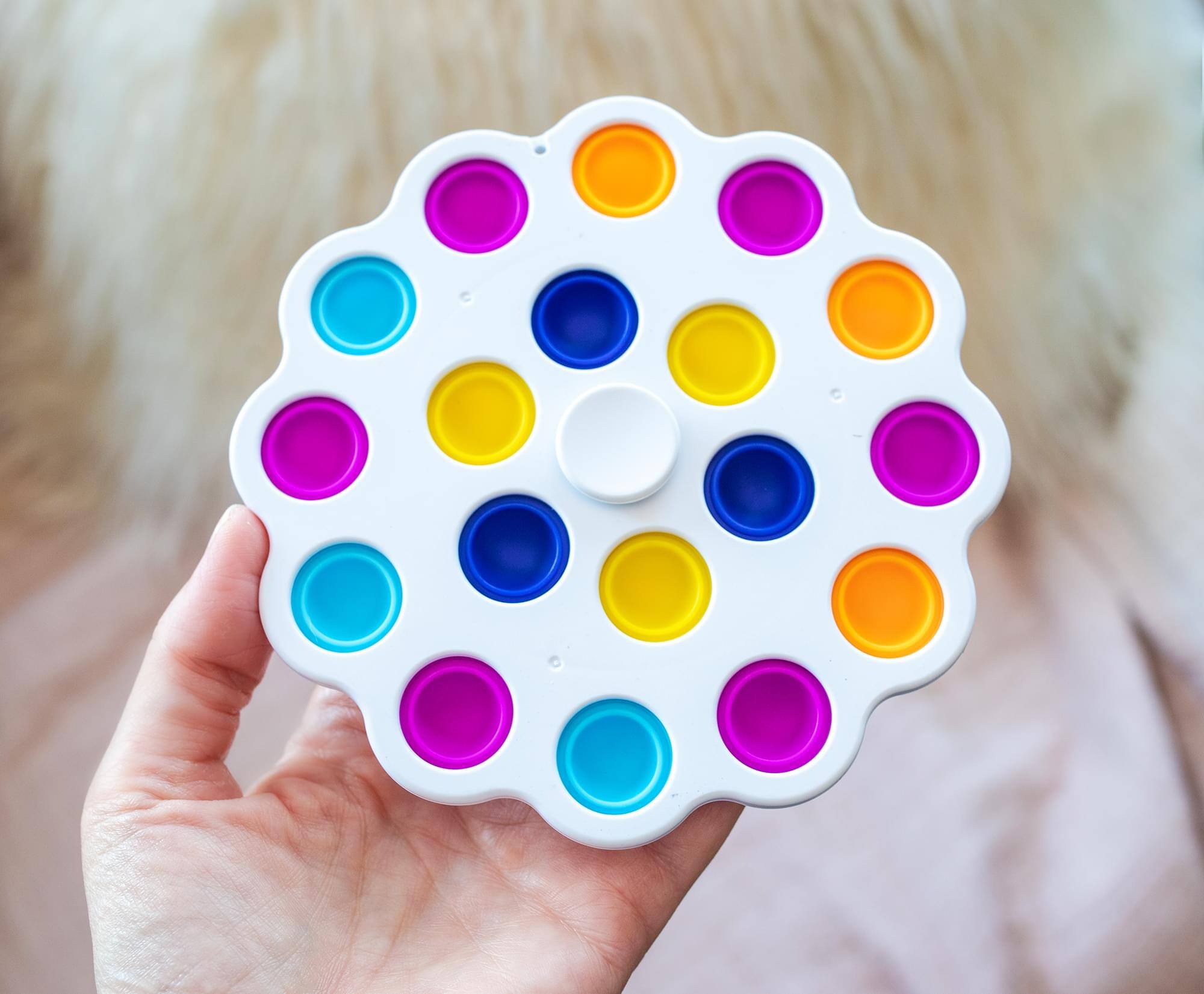 Alt View 3. Toynk - Pop Fidget Toy Spinner White 18-Button Bubble Popping Game - White.