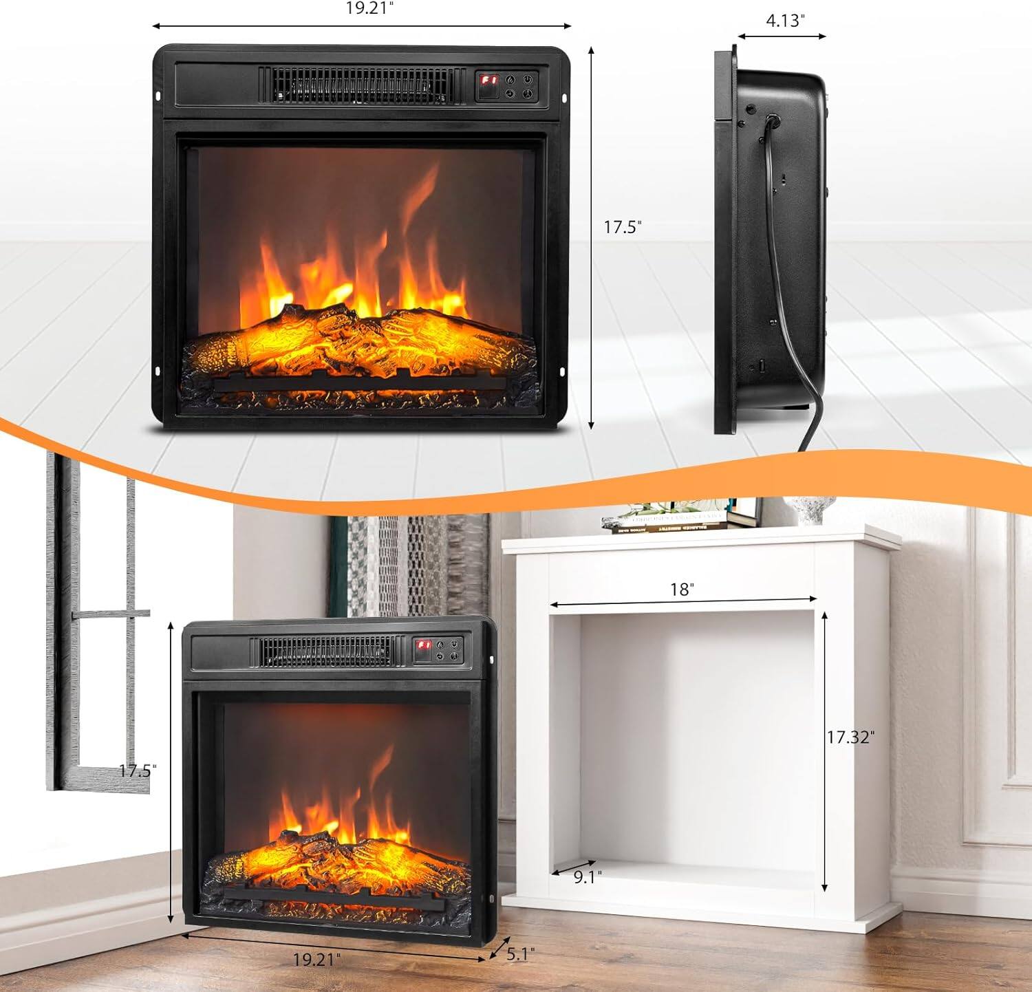 - Width: 19.21"
- Height: 17.5"
- Depth: 4.13"
- Width: 19.21"
- Height: 17.5"
- Depth: 5.1"
- Width: 18"
- Height: 17.32"
- Depth: 9.1"