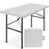 Front. Best Choice Products - Portable Folding Plastic Dining Table w/ Handle, Lock - 4ft - Light Gray.