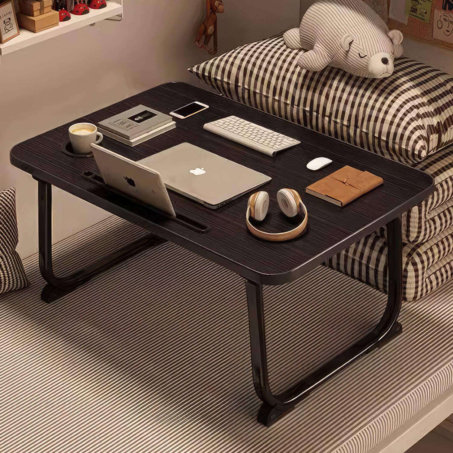 Angle. FC Design - 2 Pack XL Foldable Laptop Computer Table, Breakfast Serving Bed Tray, Lap Desk with Foldable Leg.