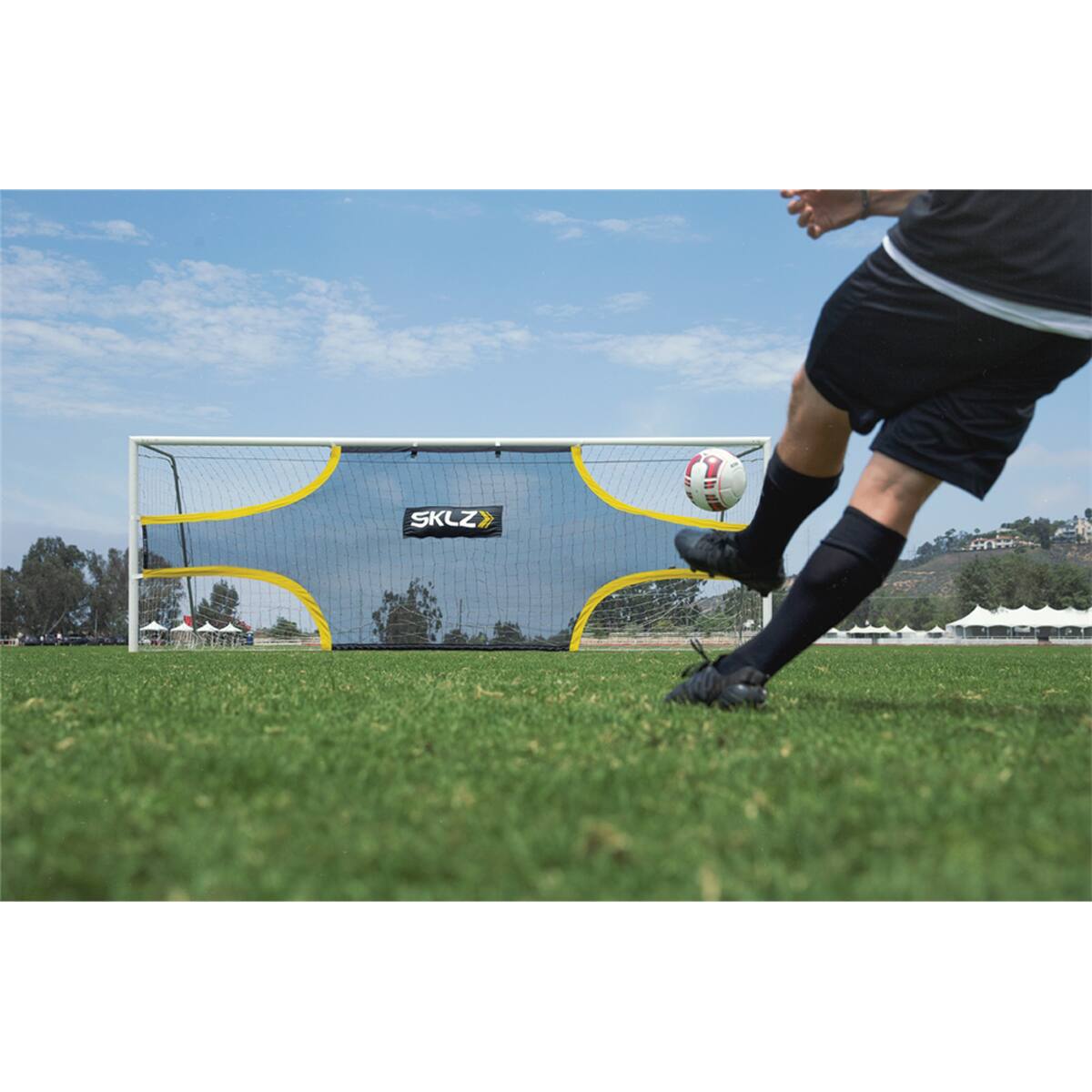 Alt View 1. SKLZ - SKLZ Soccer Training Goal Shot - 18.5' x 6.5' - Black/Yellow - Black/Yellow.