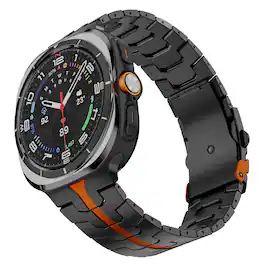 Dteck - Titanium Band for Samsung Galaxy Watch 9/8/8 Classic 40/44mm, No Gap Adjustable Stainless Steel Replacement Bracelet - Black Orange