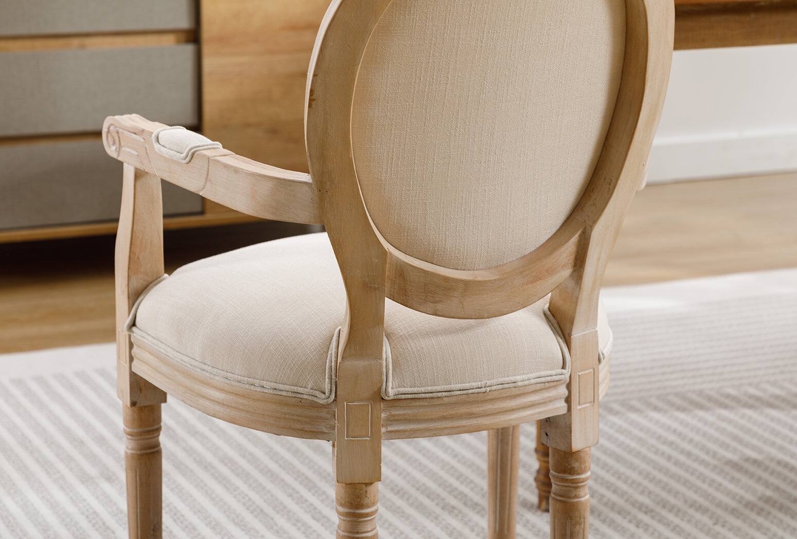 Alt View 7. Boyel Living - Cream French Style Solid Wood Dining Armchair Set of 2 - Beige.