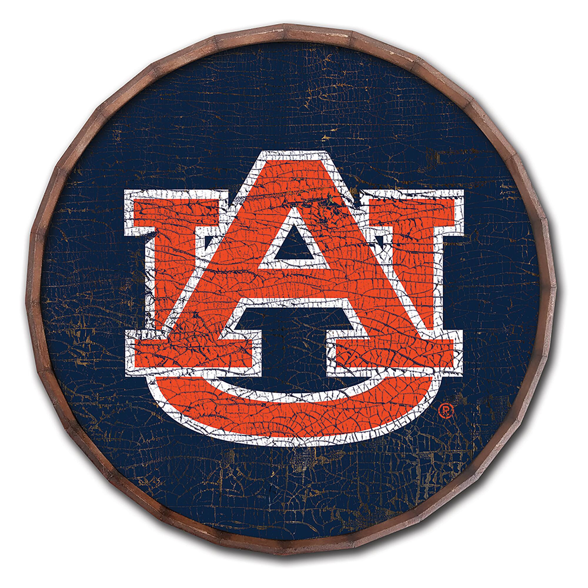 Auburn Tigers 24" Cracked Color Barrel Top Sign