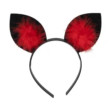Front. Northlight - 8" Mouse Ears Halloween Headband Costume Accessory - Red and Black - Black.