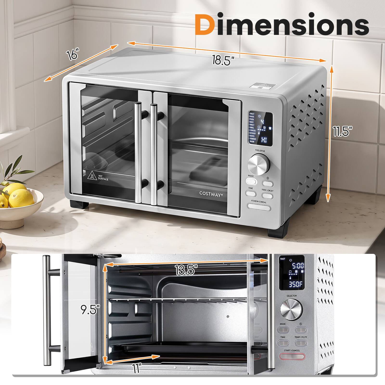 16" Dimensions 18.5" - 11.5" - 9.5" - 13.5"
