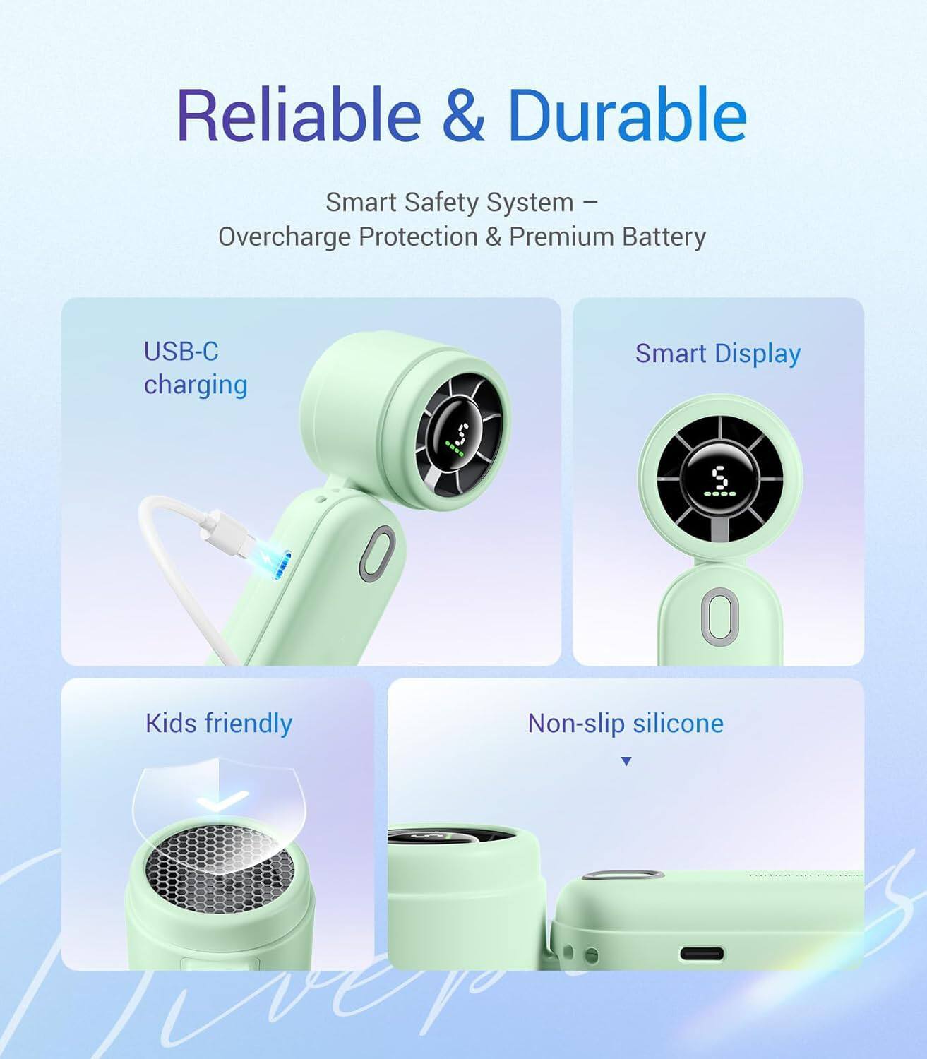 Reliable & Durable

Smart Safety System – Overcharge Protection & Premium Battery

USB-C charging

Smart Display

Kids friendly

Non-slip silicone