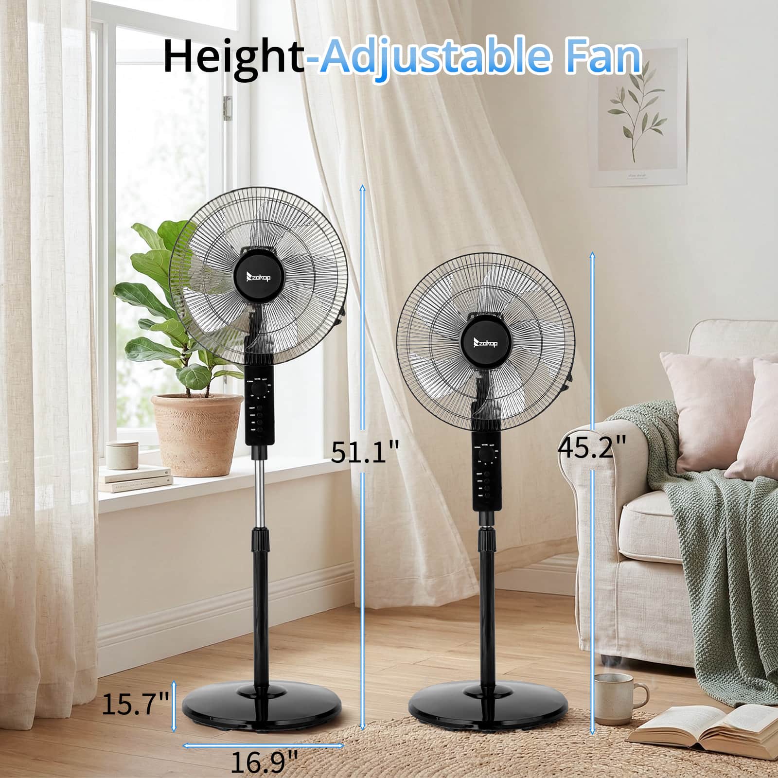 Winado 16 Inch 120° Oscillating Pedestal Fan–3 Speeds High