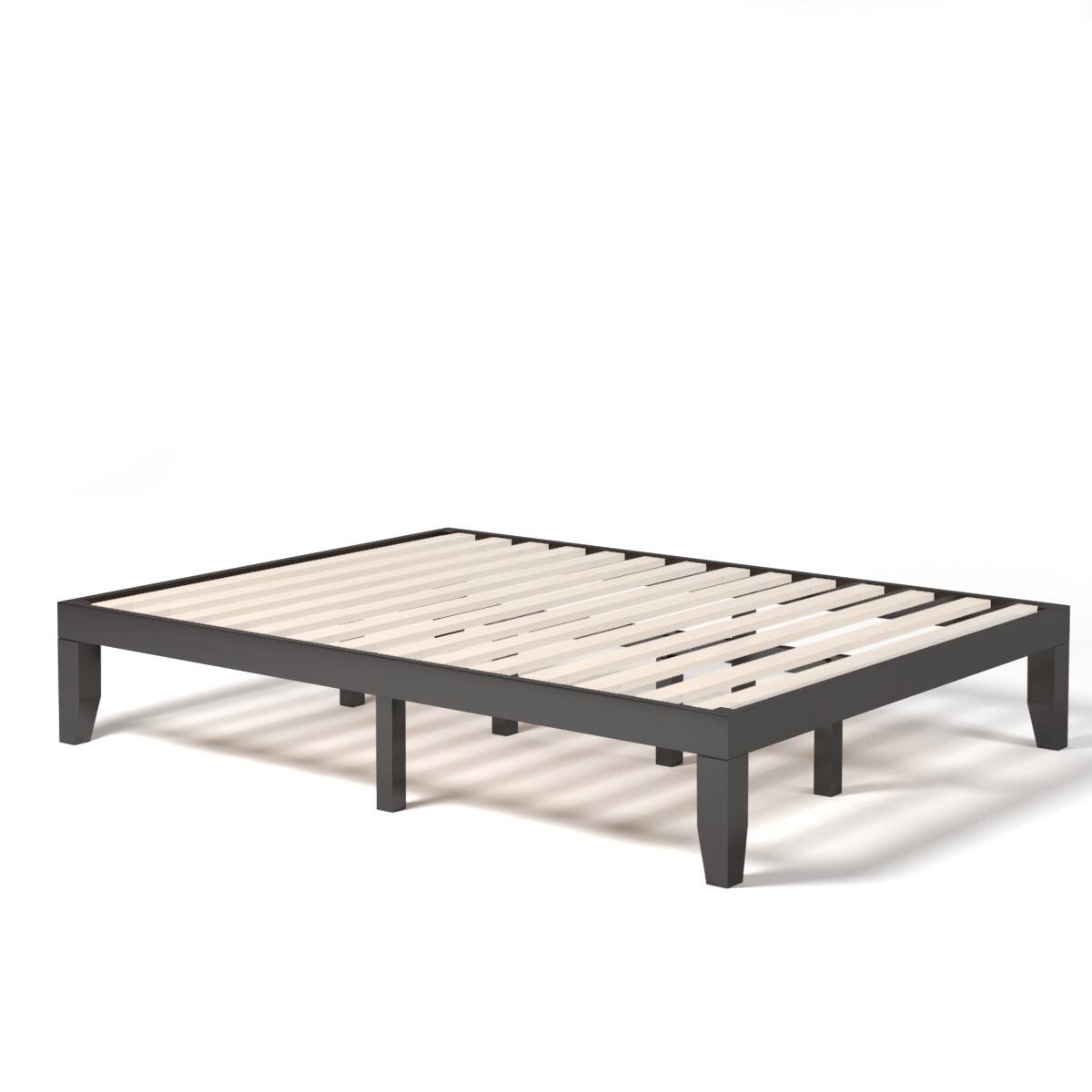 Costway - Queen Size 14 in Wooden Bed Frame Mattress Platform Wood Slats Support - Espresso