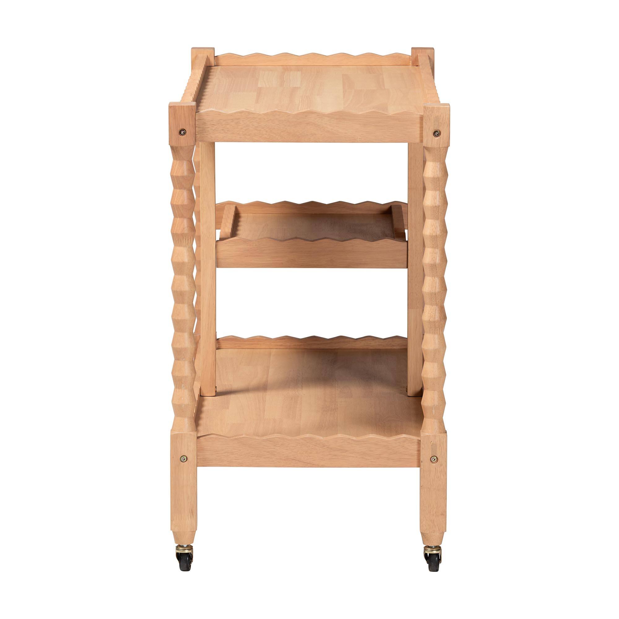Left. Baxton Studio - Seamus 3-Tier Book Cart with Bobbin Frame - Beech Brown.