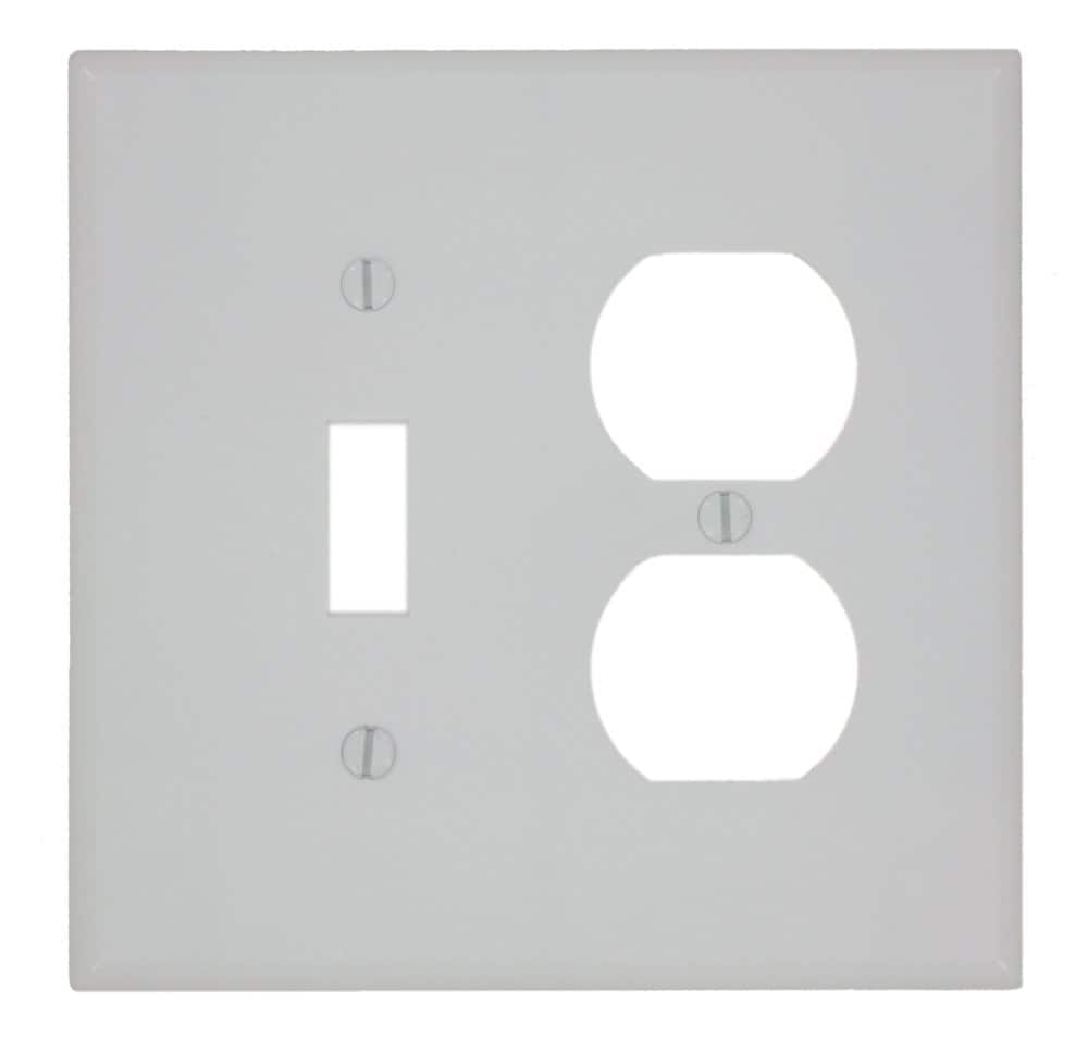 Leviton - 2-Gang Combination Toggle and Duplex Wall Plate, Thermoset Plastic - White