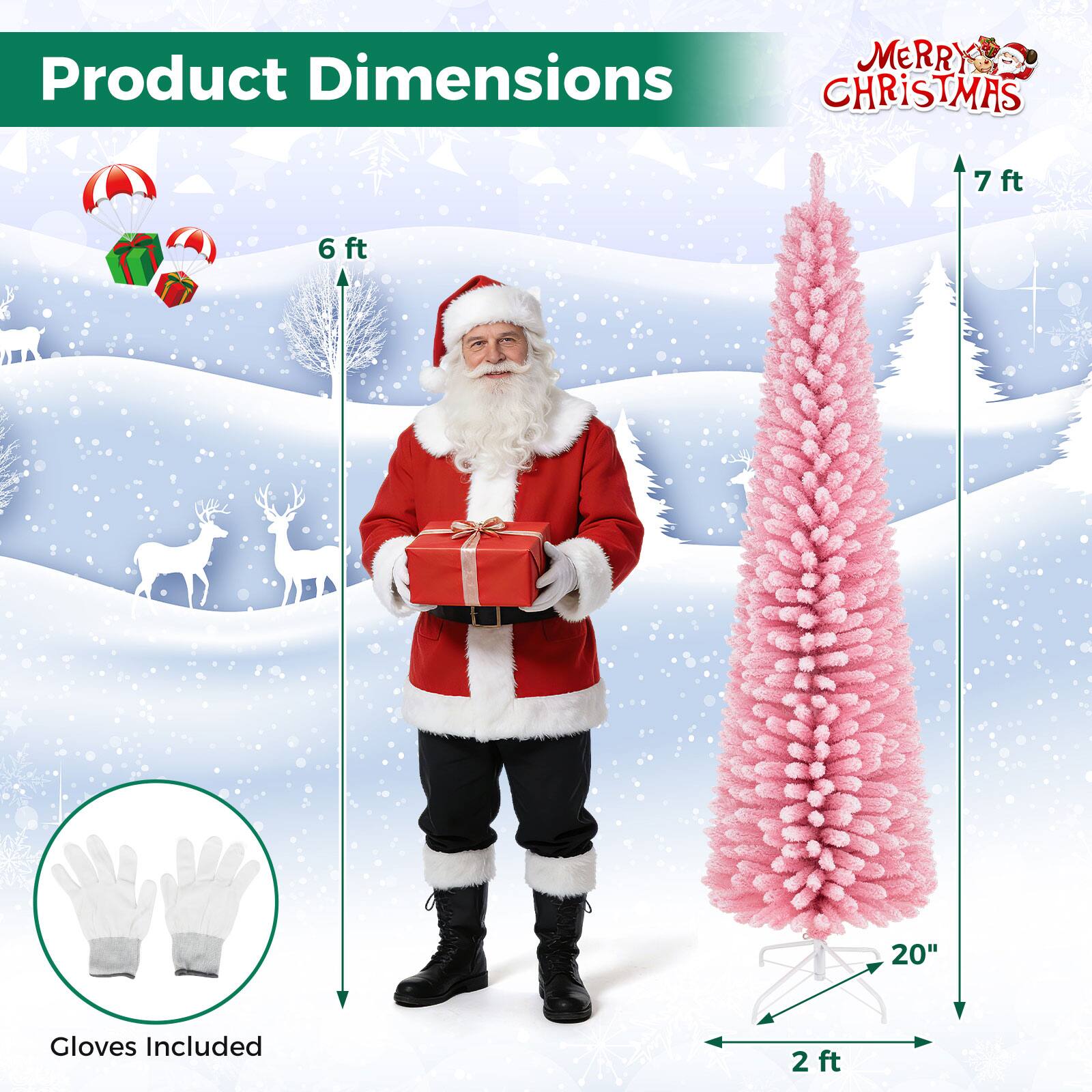 MERRY CHRISTMAS

Product Dimensions

7 ft

6 ft

20"

Gloves Included

2 ft
