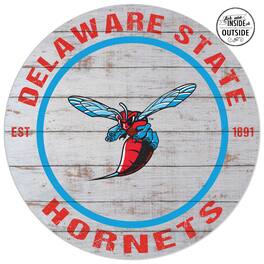 Jardine - Delaware State Hornets 20'' x 20'' Indoor/Outdoor Weathered Circle Sign - Blue