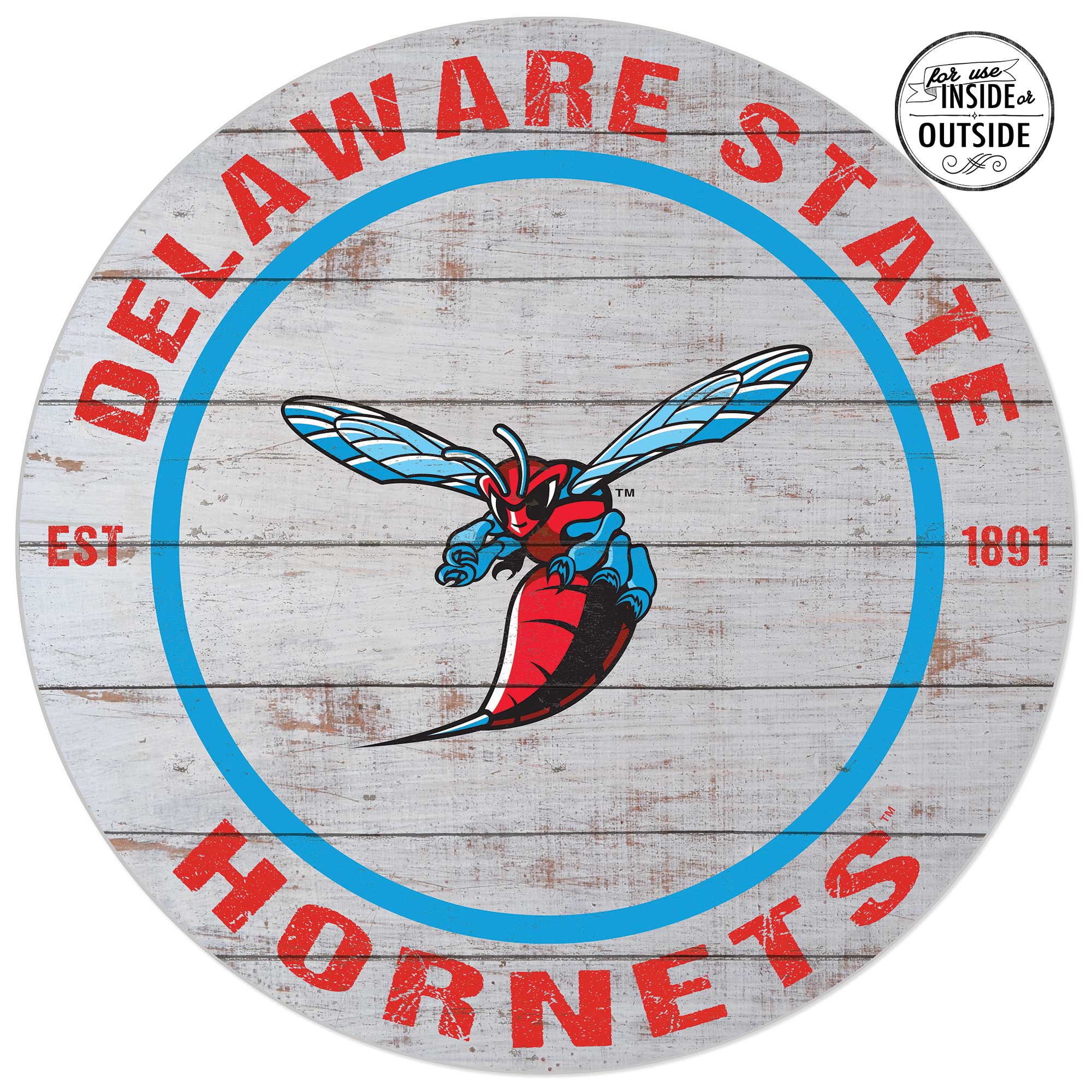 Delaware State Hornets 20'' x 20'' Indoor/Outdoor Weathered Circle Sign