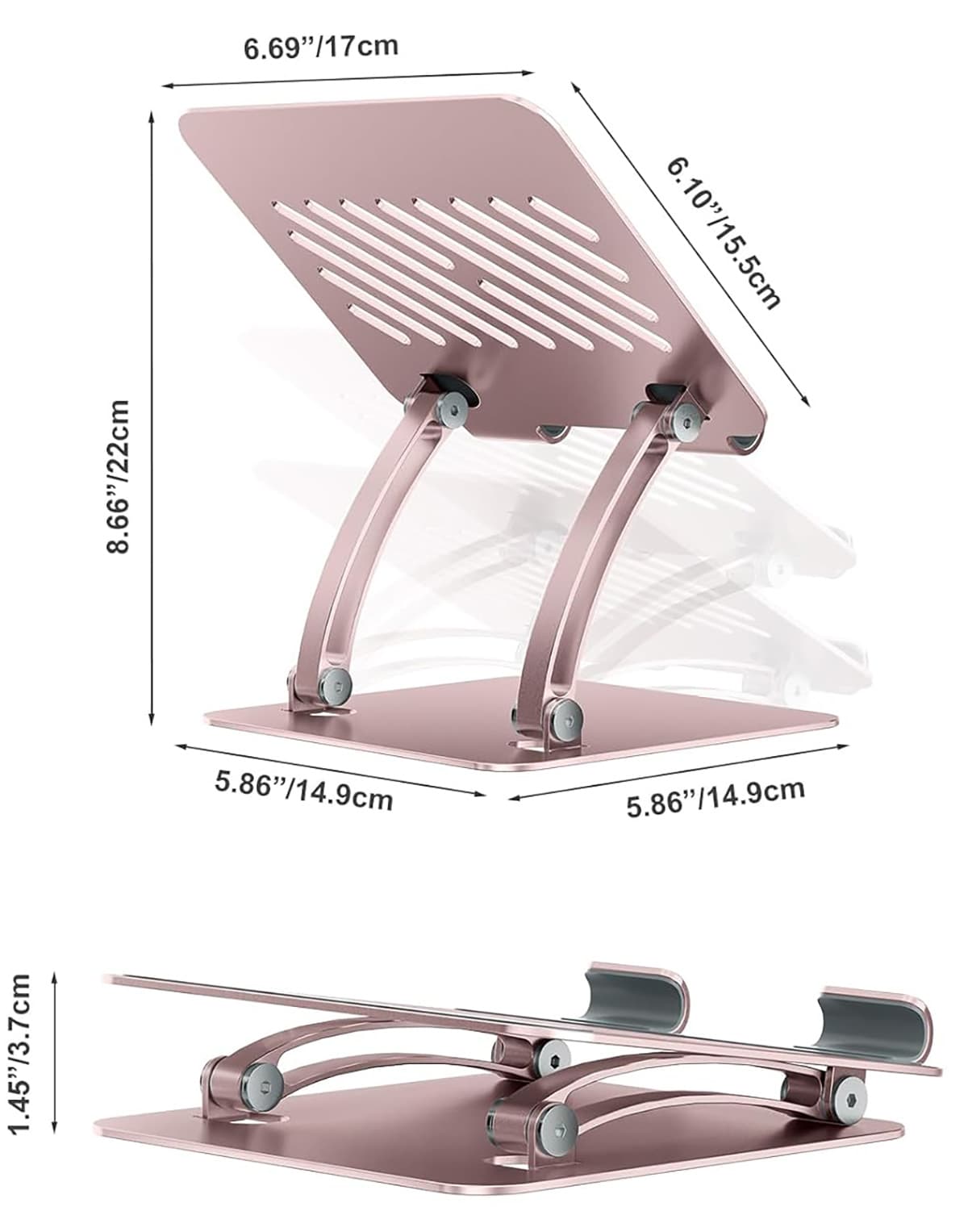 8.66"/22cm  
6.69"/17cm  
6.10"/15.5cm  
5.86"/14.9cm  
5.86"/14.9cm  
1.45"/3.7cm