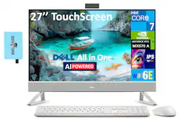 Dell - 27 All-in-One 27 FHD (Intel Core 7 150U, 64GB DDR5, 2TB PCIe SSD, GeForce MX570 A, Win 11 Pro) w/USB Hub - White