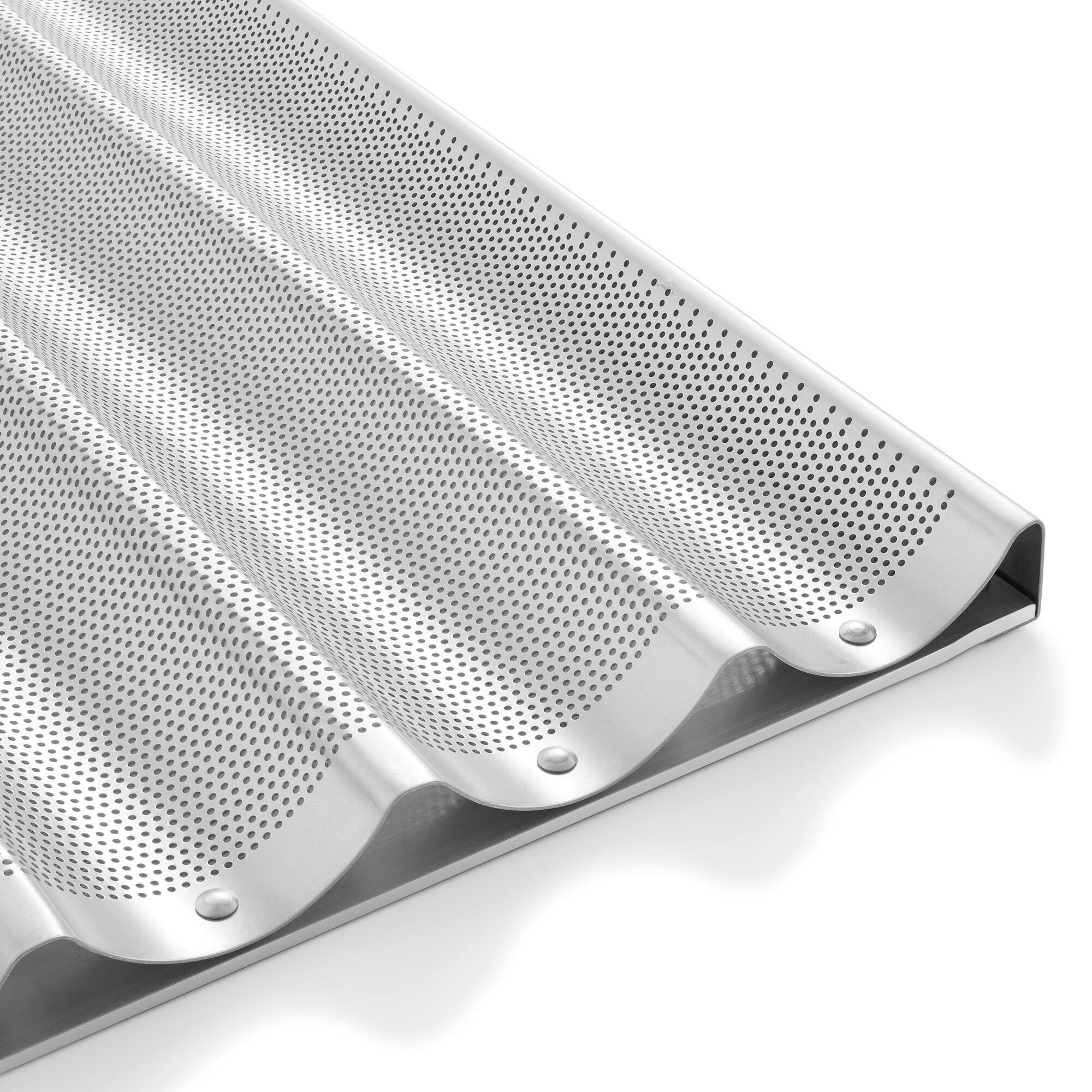 Alt View 5. GRIDMANN - Commercial 18 x 26-in Perforated Aluminum Baguette Pan - 5 Slot Loaf Pan - Silver.