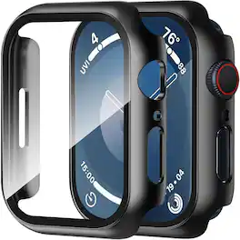 Entronix - Case Compatible with iWatch Series 11, 42mm - Hard Cover w/ Built-In Screen Protector - Black
