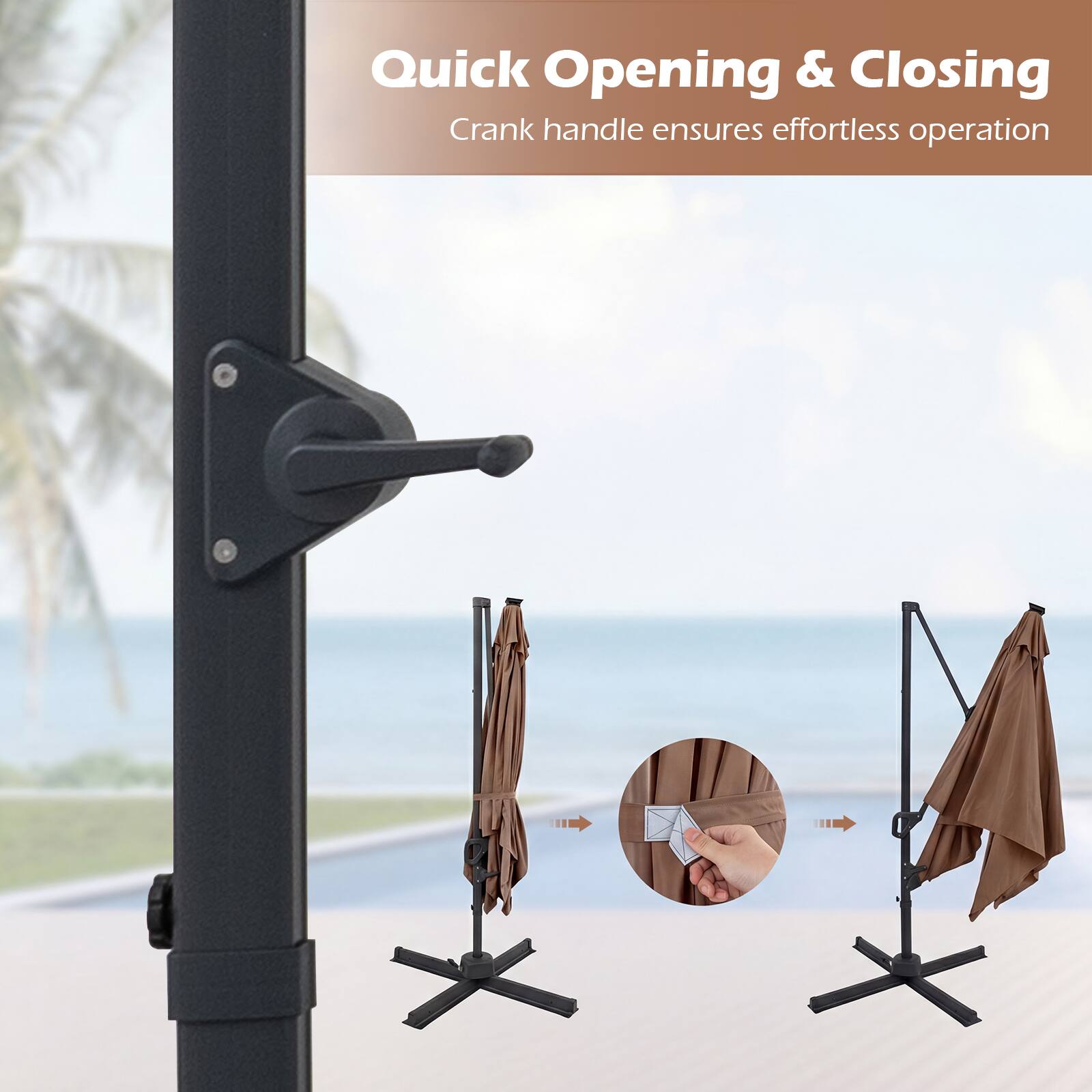 Quick Opening & Closing  
Crank handle ensures effortless operation