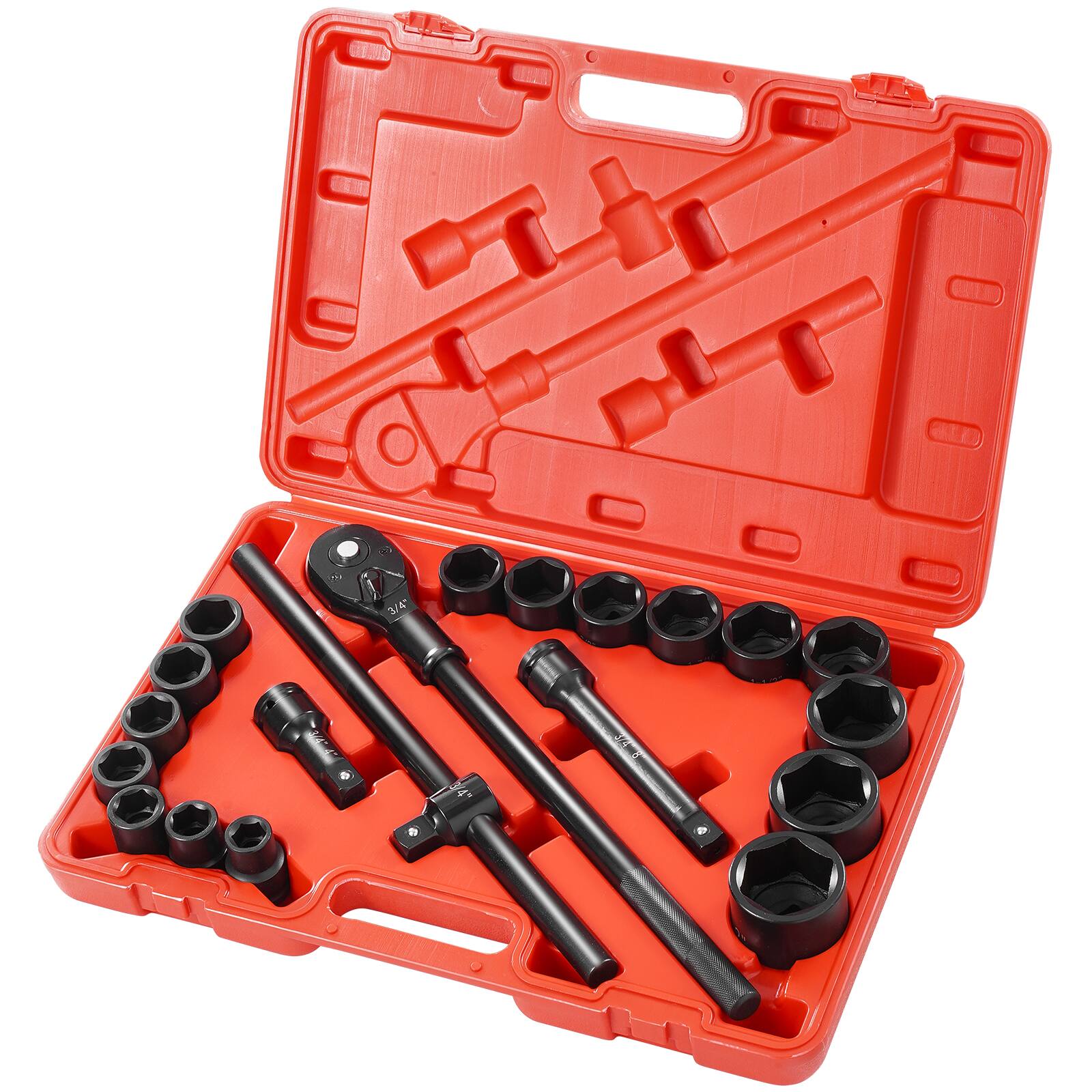 Left. LOVMOR - Impact Socket Set 3 4 Inch 21 Piece SAE Standard Socket Assortment.