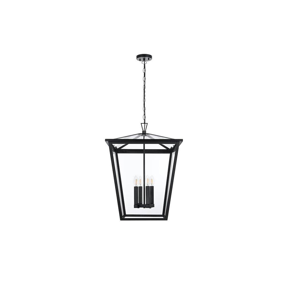 Back. Elegant Lighting - Oxford 7 inch Outdoor Pendant in Black - Black.