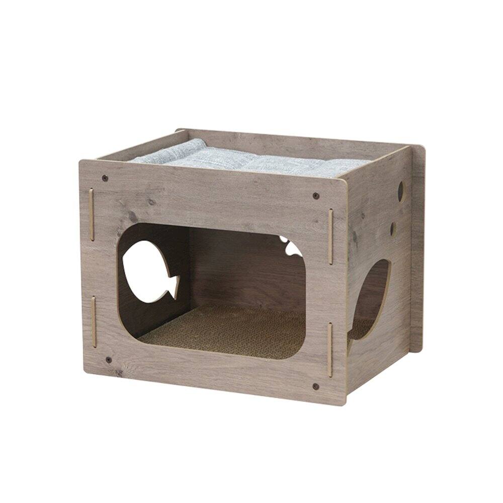 Front. PetPals - Jodie Minimalist Cat Playhouse - Brown.