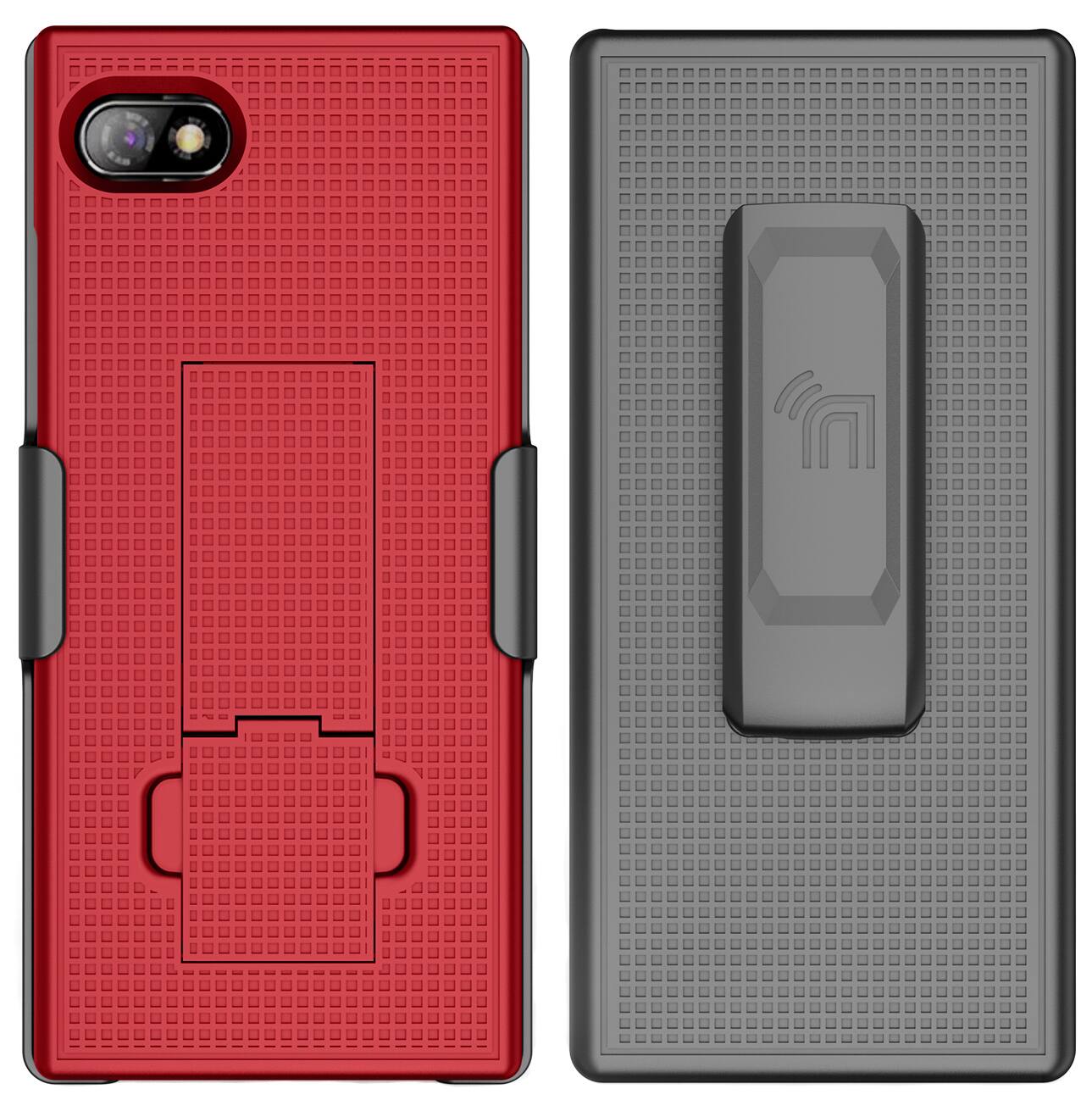 Alt View 8. Nakedcellphone - Case with Stand and Belt Clip Holster Combo for Unihertz Titan Slim - Red.